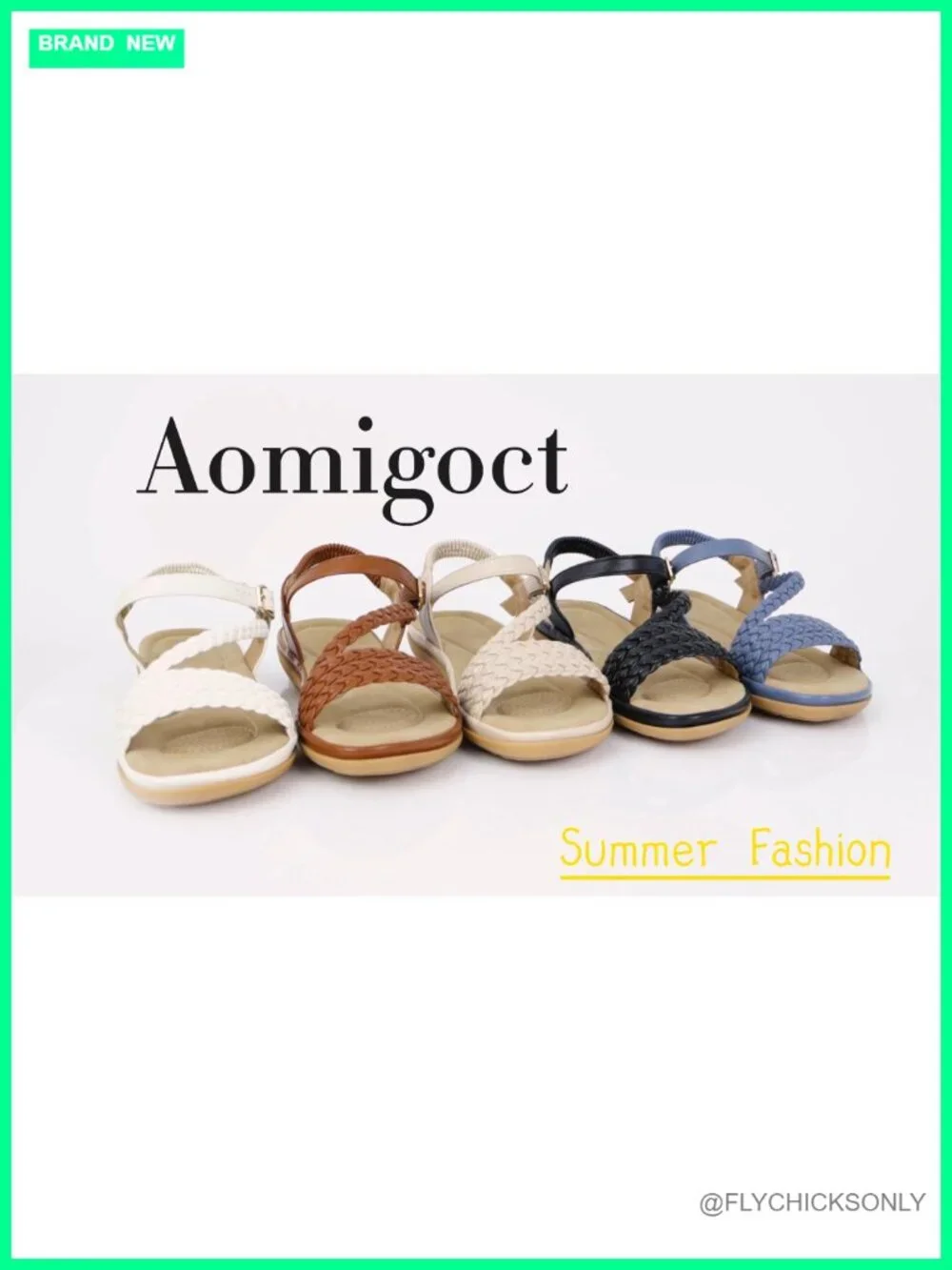 Womens Strappy Flat Sandals with Adjustable Buckle - Comfort Walking Shoes